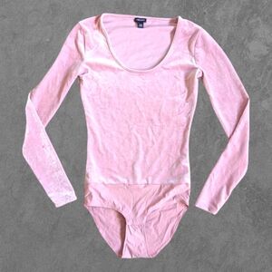 J Crew Pink Velvet Long Sleeve Bodysuit XXS